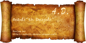 Asbóth Dezső névjegykártya
