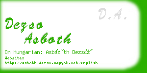 dezso asboth business card