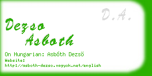 dezso asboth business card
